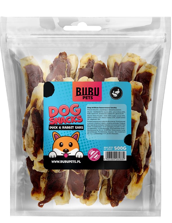 Bubu Pets koeramaius küülikukõrvad pardilihaga 500 gr.