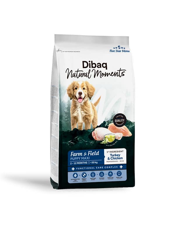 2 kg. Dibaq Natural Moments 5 Star Maxi Puppy gluteenivaba täissööt suurt tõugu kutsikatele kana-ja kalkunilihaga