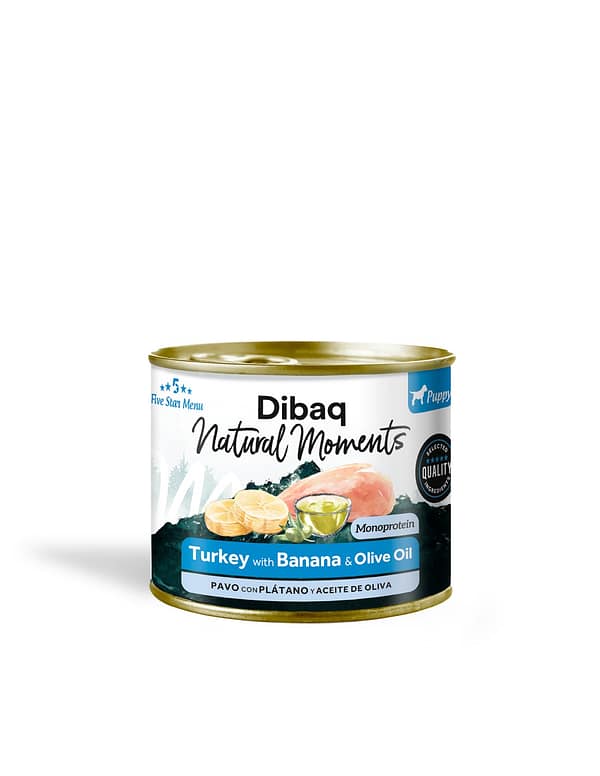 190 gr. Dibaq Natural Moments 5 Star teraviljavaba konservsööt kutsikale kalkuniliha & banaaniga