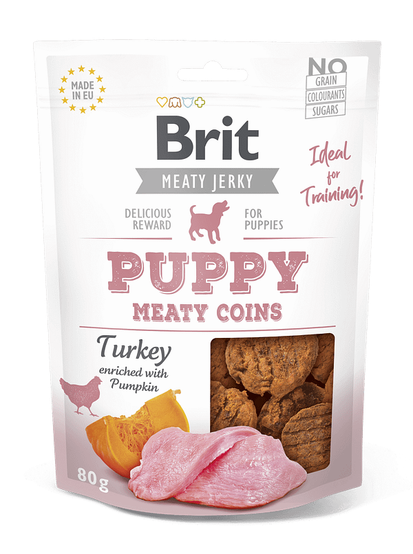 Brit Jerky Puppy Turkey Meaty Coins teraviljavaba närimismaius kutsikatele 80g