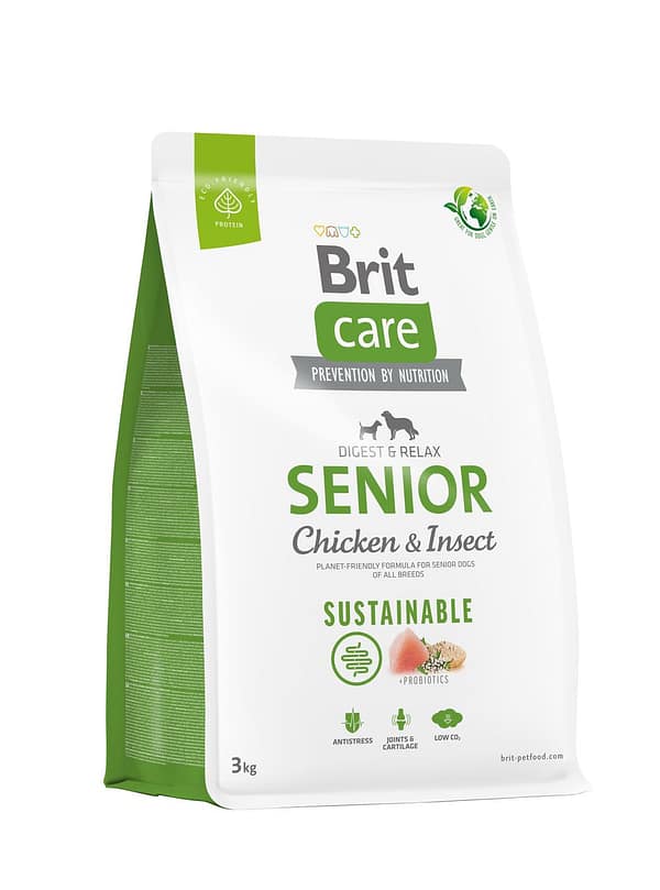 3 kg. Brit Care Sustainable Senior gluteenivaba täissööt eakatele koertele putukavalgu ja kanalihaga