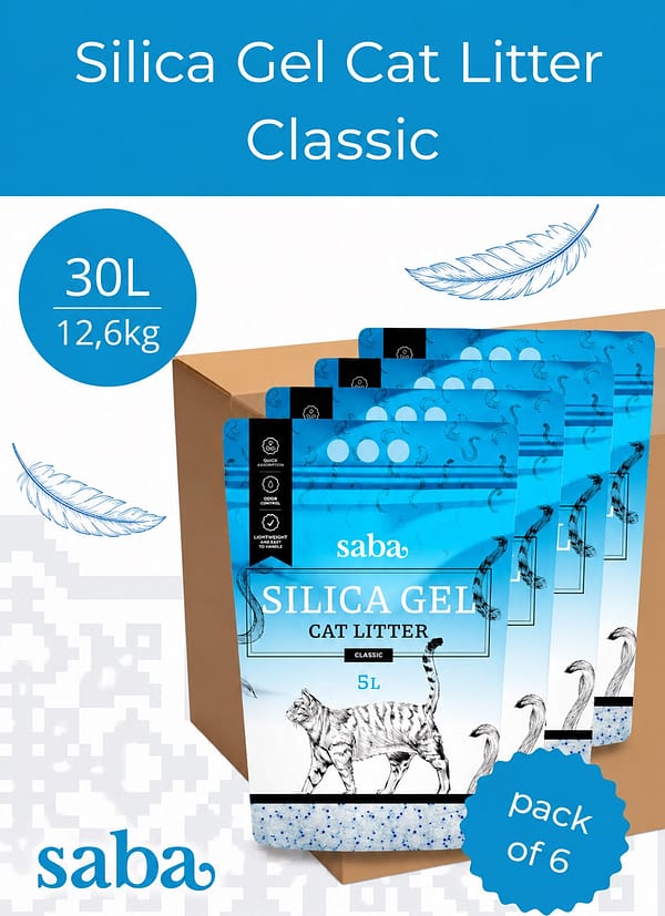 30 L./12,6 kg. SABA klassikaline silikageelist kassiliiv (6 x 5 l.)