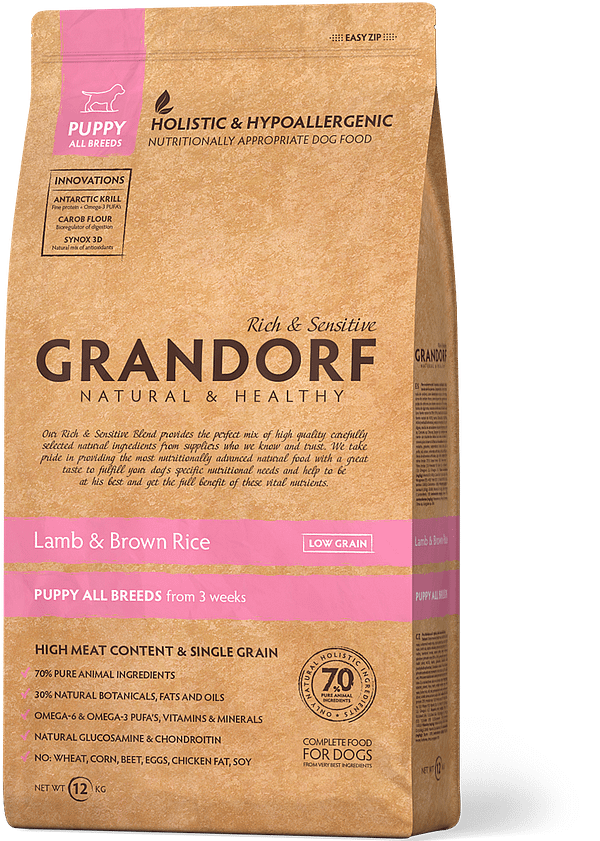 10 kg. Grandorf täissööt igas suuruses kutsikatele lambaliha & pruuni riisiga