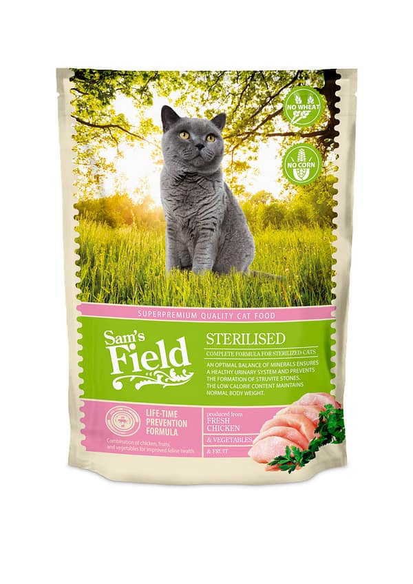 0,4 kg. Sam's Field Sterilised täistoit steriliseeritud kassidele