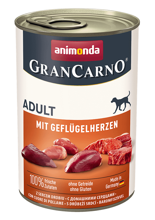6 x 400 gr. Animonda teraviljavaba konservtoit täiskasvanud koertele kodulinnu südamete-ja sealihaga