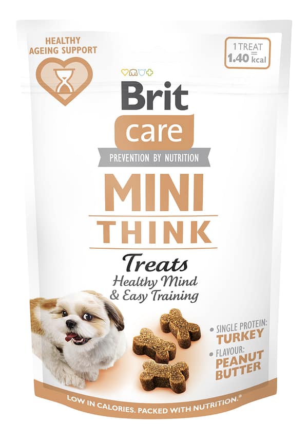 8595602578559.jpg Brit Care Mini Snack Think poolniisked maiused täiskasvanud mini-koertele kalkunilihaga 50 gr.