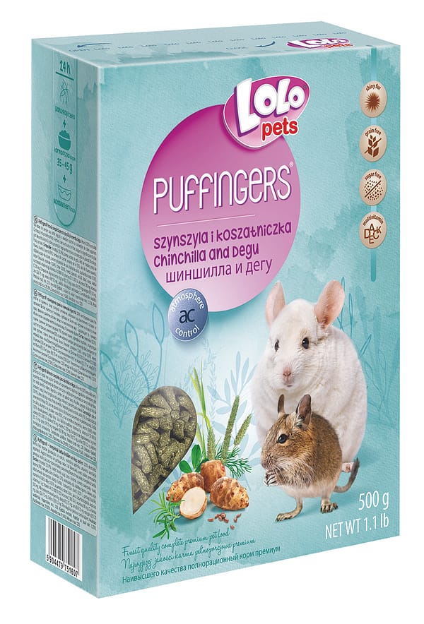LoLo Pets Puffingers täissööt tšintšiljadele ja deegudele 500 gr.