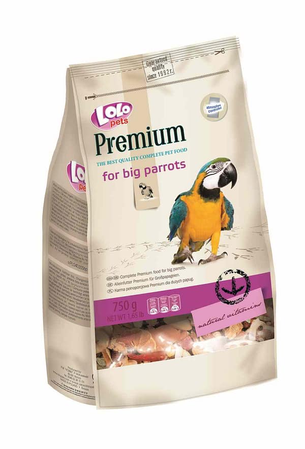 LoLo Pets Premium täissööt suurtele papagoidele 750 gr.