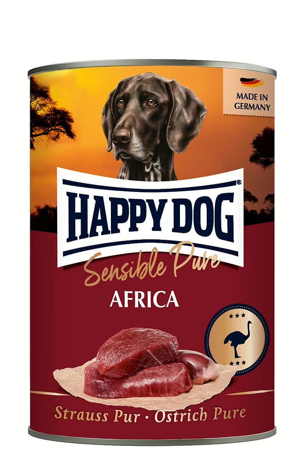 01_Sensible-Pure-Africa_400g_1920x1920 6 x 400 gr. Happy Dog Sensible Pure Africa teraviljavaba konservsööt täiskasvanud koertele jaanalinnulihast