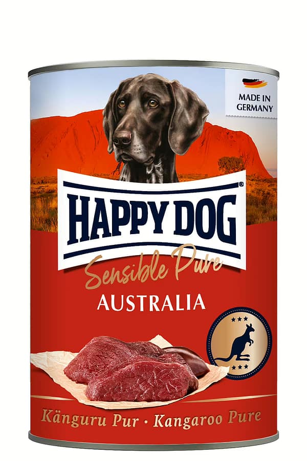 6 x 375 gr. Happy Dog Sensible Pure Australia teraviljavaba täissööt täiskasvanud koertele kängurulihast