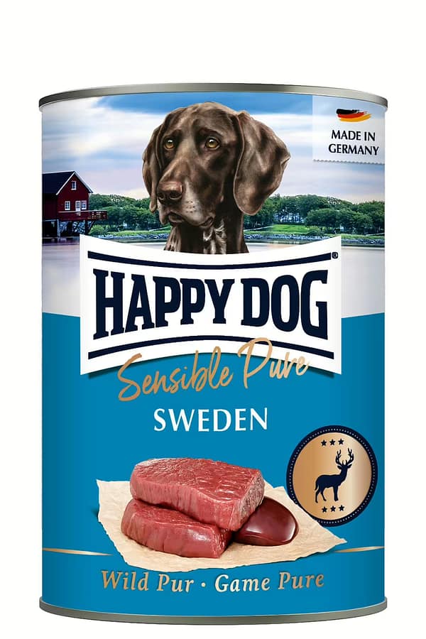 6 x 400 gr. Happy Dog Sensible Pure Sweden teraviljavaba konservsööt täiskasvanud koertele ulukilihast